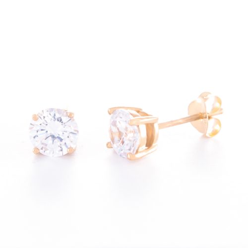 Our 6mm Cubic Zirconia Gold Stud Earrings. Shown here, beautifully handcrafted in gold over 925 sterling silver. As well as with a stunning CZ that's full of sparkles. In short, there’s lots of love in this little pair of gems! The perfect self-indulgent addition to your own collection. Or as the ideal gift for that someone very special.
