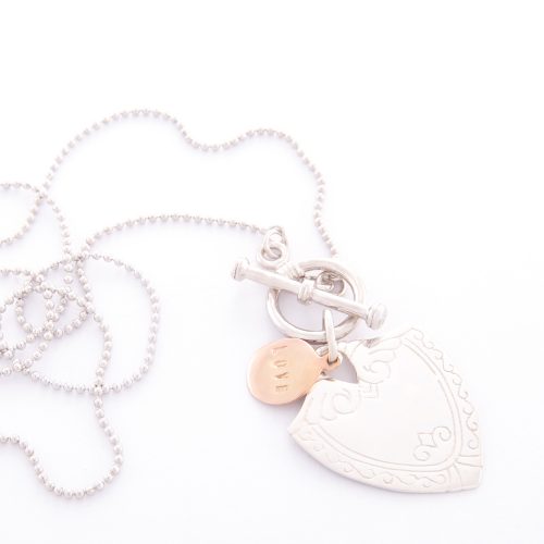 Love Padlock Necklace Silver With Bead Chain