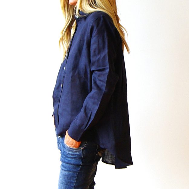 navy linen shirt women